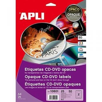 Apli - Paquete De 200 Etiquetas Cd/Dvd Clásicas Cobertura Total 117/18