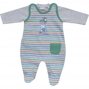 Schnizler Interlock, Bär fliegt Hubschrauber, gestreift, 2-tlg. Set, Langarmshirt-Polaina Bebé niños    Grau