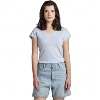 Camiseta de manga corta con cuello pico Eyben slim para mujer en color azul G-Star