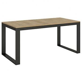 Mesa extensible Tecno Evolution 90x118/284 cm, encimera de roble natural, estructura de antracita