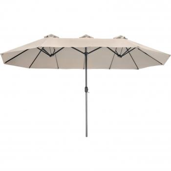 Tectake Sombrilla Doble Grande Silia 460 x 270 cm con Poste Estable, Revestimiento Duradero y Resistente a los Rayos UV, Mecanismo de Apertura y Plegado Suave con Man