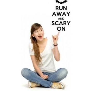 'corre y miedo EN' - chistosos woooowltd, negro, Medium: 40cm x 65cm / 16 x 26