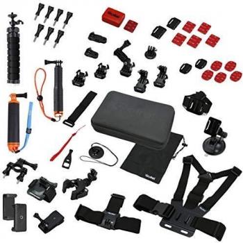Set de Accesorios Rollei Sport XL - 49 Piezas para Cámaras de Acción GoPro y Rollei, Incluye Mini Trípode, Soporte para Smartphone, Bastón Selfie y Bolsa