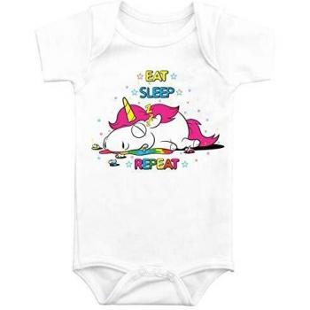 Unicornio Eat Sleep Repeat Unisex Body Blanco 68, 100% algodón,