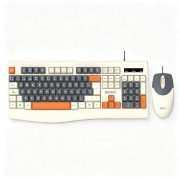 Kit Teclado y Ratón Retro USB Vintage Español con Ñ - Bicolor, Ergonómico y Resistente al Agua para Gaming y Oficina