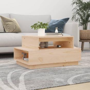 Mesa de centro de madera maciza de pino 80x55x40,5 cm Natural, Blanco y Gris - Mesita de Salón o Comedor o Auxiliar Mesa de Café Meuble Salón