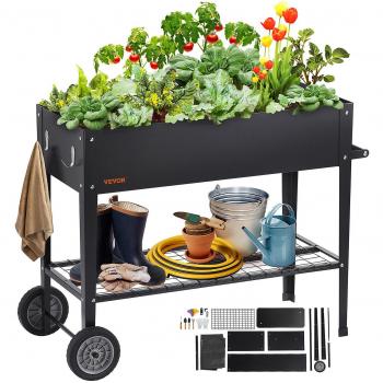 Galvanized Steel Elevated Garden Bed 42.5x19.5x31.5 for Flowers and Vegetables