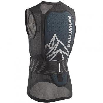 Salomon FLEXCELL PRO VEST BLACK S - Chaleco Protector Flexcell Pro, Protección Dorsal para Esquí y Snowboard, Unisexo, Adaptable, Transpirable, Fácil de ajustar, Color Negro, Talla Small