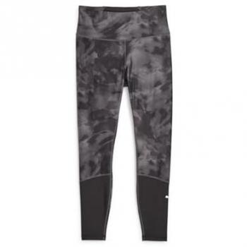Puma Mallas Run Ultraform All Over Print Highwaist FL para Mujeres - Negro y Gris