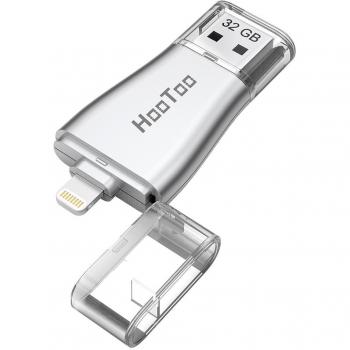 Memoria iPhone USB 3.0 HooToo 32GB Pendrive iphone ipad OTG Lightning Flash Drive [Certificado MFI] para Almacenar/ Transferir de Fotos, Vídeos, Música entre iPhone, iPad, MacBook Color Plateado