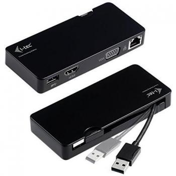 I-Tec Avanzada Estación de Acoplamiento para Viajes USB 3.0 con HDMI, VGA, GLAN Ethernet y USB-A 3.0 Compatible con Windows, MacOS, Android, Linux y ChromeOS - Cable USB 3.0 Incluido, Negro