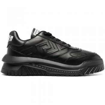 Versace Men's Odissea Leather Low-Top Sneakers in Black | Size 42 | 10081241A05873 Color 1B000