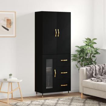 Aparador alto de madera contrachapada negro 69,5x34x180 cm
