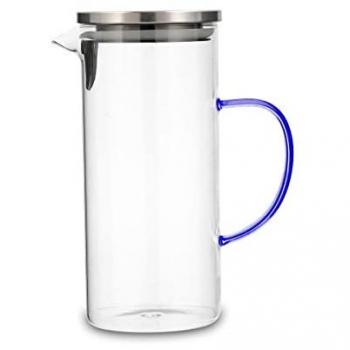Jarra de Vidrio Quid Marea con Tapa de Acero Inoxidable 1,4 L Transparente