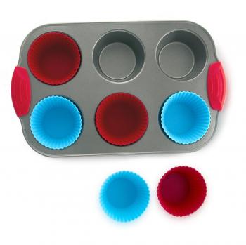 Boxiki Kitchen Molde para Hornear 6 Muffins con cápsulas para Muffin de Silicona Que No Se Pega