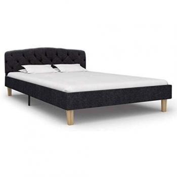 vidaXL Estructura de Cama Tela Somier Mobiliario Hogar Casa Clásica Práctica Cómoda Moderna Robusta y Duradera Sin Colchón Gris Oscura 120x200cm