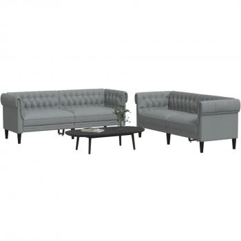 Conjunto de sofás 2 piezas de tela gris claro