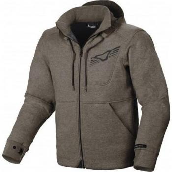 Chaqueta con capucha de Moto Macna District Gris, textil, resistente al agua, ventilación ajustable, múltiples bolsillos, protección CE en hombros y codos