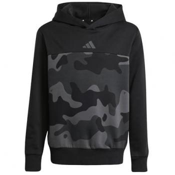 Sudadera con capucha infantil adidas Essentials Camo Fleece Negra/Blanca 9-10 años