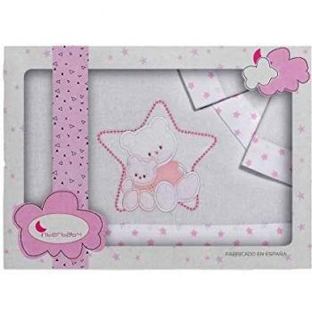 Sábanas Minicuna Oso Cariñoso Blanco Rosa - Sábanas minicuna 100% algodón