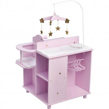 Olivia's Little World Wooden Doll Changing Station, Lilac/White