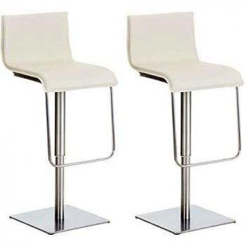 Set de 2 Taburetes Limon con Tapizado en Cuero PU, Altura Ajustable y Giratorios