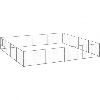 vidaXL Dog Kennel Silver 16 m² Steel