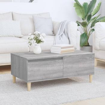 Mesa de centro madera contrachapada 90x50x36,5 cm en color blanco, negro y gris Sonoma, con acabado brillante, ideal para salón o comedor como mesita auxiliar o mesa de café