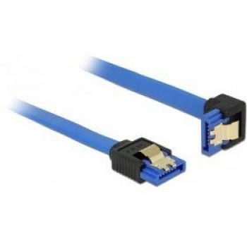 Cable SATA 6 Gb/s 30 cm azul con clips dorados, toma recta a toma inferior