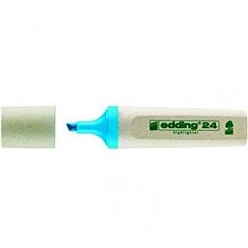edding 24-010 - Caja con 10 marcadores fluorescentes con punta biselada, grosor de trazo 2-5 mm, color azul claro