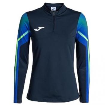 Sudadera de running Joma Elite XI mujer marino verde flúor con media cremallera, talla XS