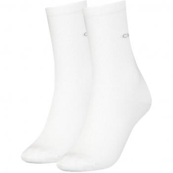 Calcetines para mujer Calvin Klein Classic Side Monogram blanco (2 pares)
