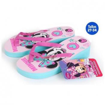 Chanclas para niña Minnie Mouse azul y rosa talla 30
