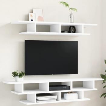 Muebles de TV de pared en madera de ingeniería blanca, con múltiples capas y acabado blanco