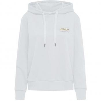 Only Nora Women's Hooded Sweatshirt - Embroidered Logo - Adjustable Hood - White