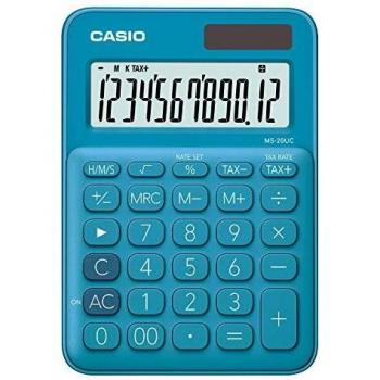 Calculadora Casio MS-20UC-BU de Sobremesa 12 Dígitos con Función Tax +/- en Color Azul