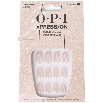 OPI xPRESS/ON Artificial Nails, Throw Me a Kiss, 30 pc, Gel-Like Salon Manicure, Up to 14 Days of Wear, Vegan, Sustainable Packaging, Includes Nail Glue