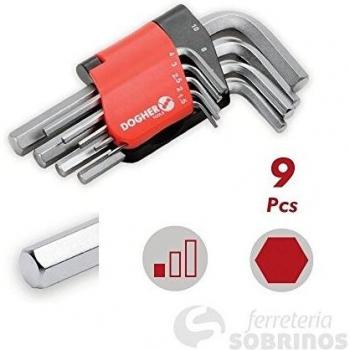 Dogher 600-009 - Juego Llaves Macho Hex Corta 9 Piezas 1,5-10