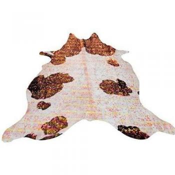 Piel de vaca sudamericana premium- Patrón multicolor sobrepuesto en una negro y blanco- Aprox 3 m2/233cm x184cm-111