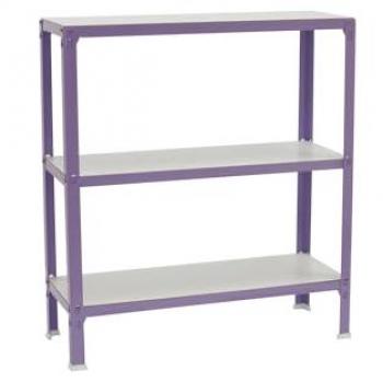Estantería Metálica SimonRack para Almacenaje de Acero, 900x1000x300 mm, 3 Baldas de Madera, Soporta 150 kg por balda, Violeta/Blanco