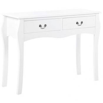 Consola Auxiliar Blanca Moderna 100 x 35 cm con 2 Cajones y Patas Cabriole Klawock