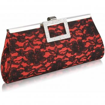 RASO ROJO BOLSO DE MANO CON ENCAJE Y PERLAS PARA EVITAR ÚLCERAS DE PRESIÓN