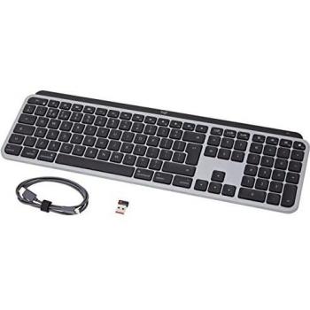 Teclado Inalámbrico Logitech MX Keys para Mac - Retroiluminado - Bluetooth y 2.4 GHz - Disposición QWERTY Inglés Reino Unido - Gris Espacial