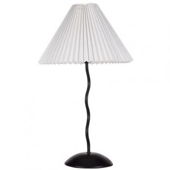 Lámpara de mesa Jikawo con base de cerámica gris y pantalla de lino para mesita de noche