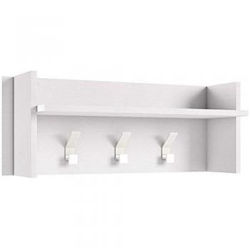 Panel para colgar ropa con estante grande y 3 ganchos blanco