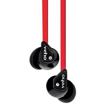 Veho z1 auriculares inear cableado aislamiento de ruido cable flexible antienredos sonido estereo color rojo