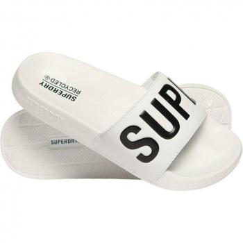 Chanclas de piscina Superdry Code Core para mujer, color blanco, diseño vegano, talla S