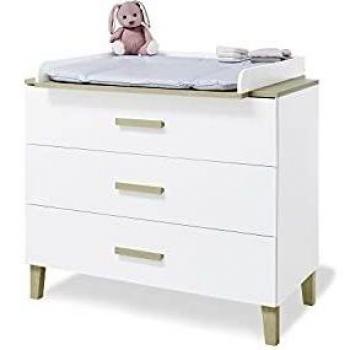 Mueble Cambiador Ancho Lumi, hasta 15 kg, Blanco y Roble, Hecho en Europa