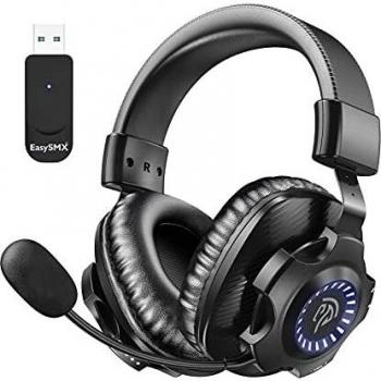 LISHIVE Cascos Gaming Inalámbricos, [Regalos] 2.4G Auriculares Gaming Inalámbricos Estéreo, Cascos Gaming PS4, PC con Microfono Extraíble, Headset Gaming Wireless con RGB Luz para Mac, PS5