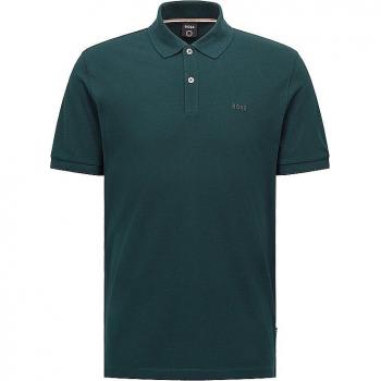 BOSS Regular Fit Organic Cotton Polo Shirt with Embroidered Logo - Open Green XL
